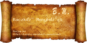 Baczkó Menyhért névjegykártya